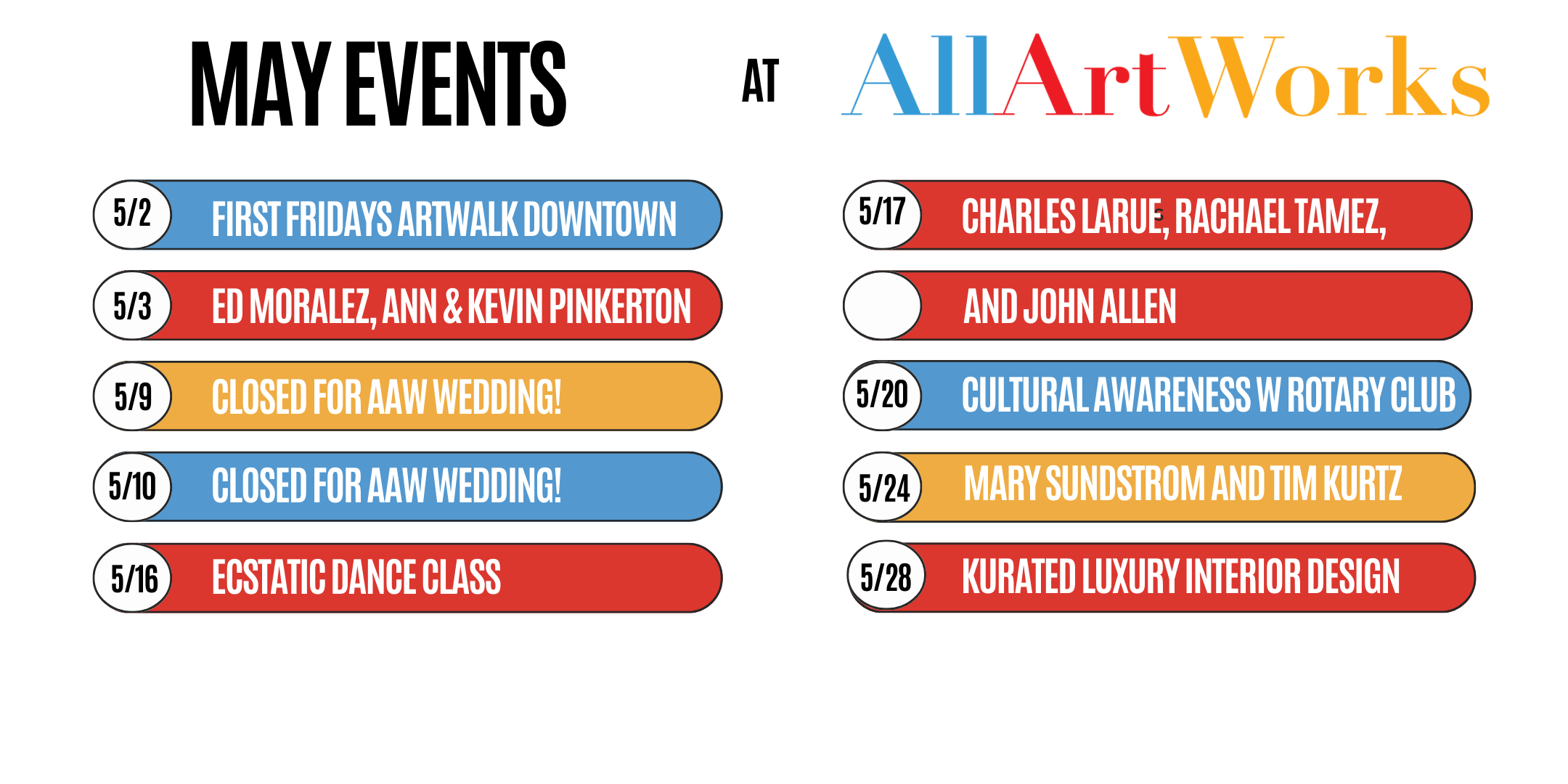 Upcoming Events at AllArtWorks