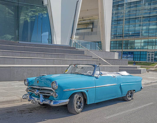 Frankenstein Cars Of Cuba - Blue 1952 Ford Crestline Sunnier Convertible