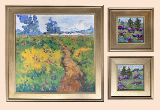 Midwest Suite, three framed paintings
