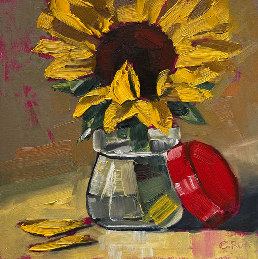 Sunflower in Hondashi Jar With Lid