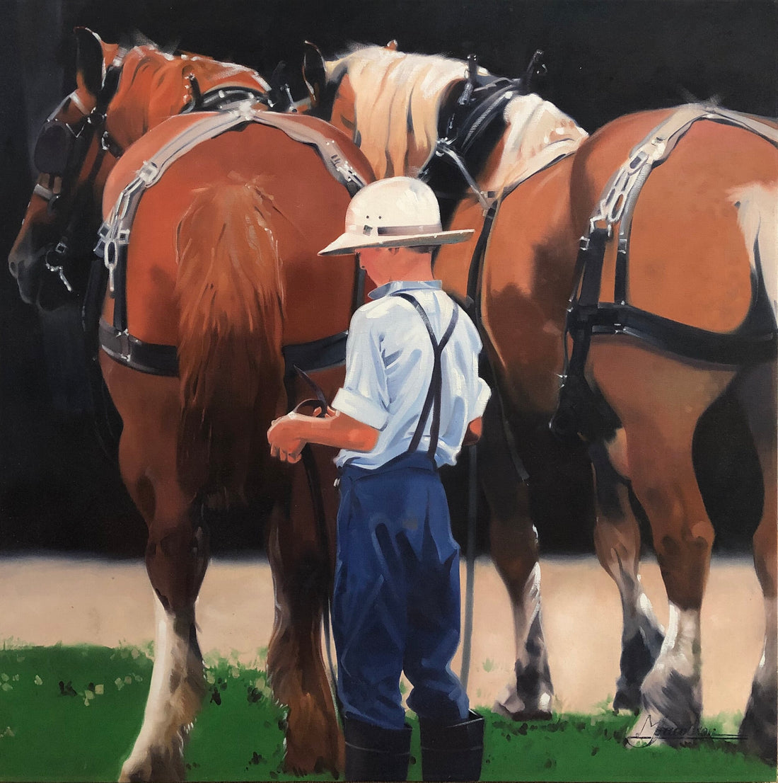 Boy Waiting with Horses